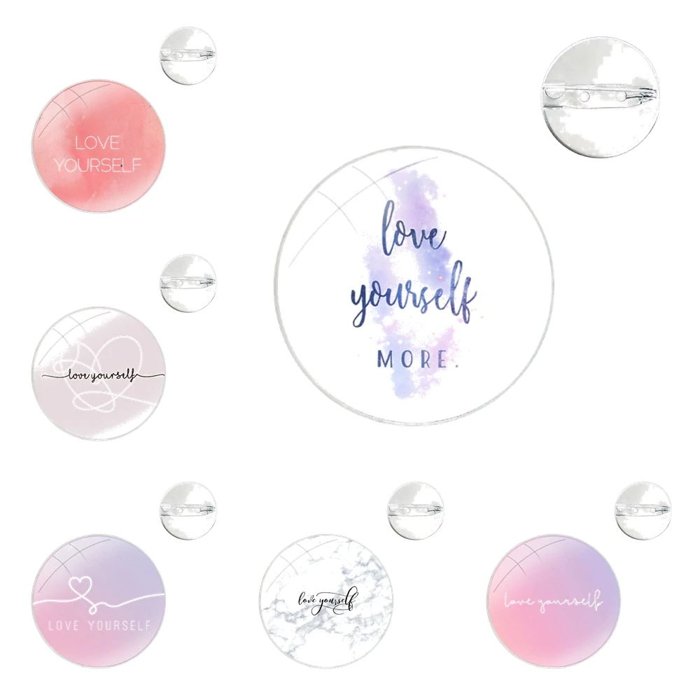 Значок с надписью Love Yourself металлические броши для одежды рюкзака декоративный