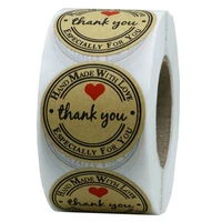 vintage kraft thank you sticker diy gift wrap tags envelope self adhesive handicraft decoration 50 500pcs roll seal