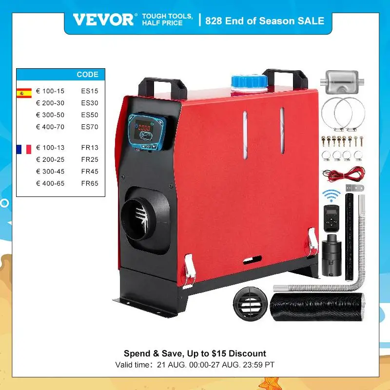 VEVOR 8KW 12V Car Heater Diesel Air Heater All in One with Silencer for Car Bus Trailer RV Various Diesel Vehicle Parking Heater
