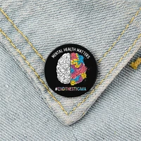 mental health matters brain pin custom funny brooches shirt lapel bag cute badge cartoon cute jewelry gift for lover friends