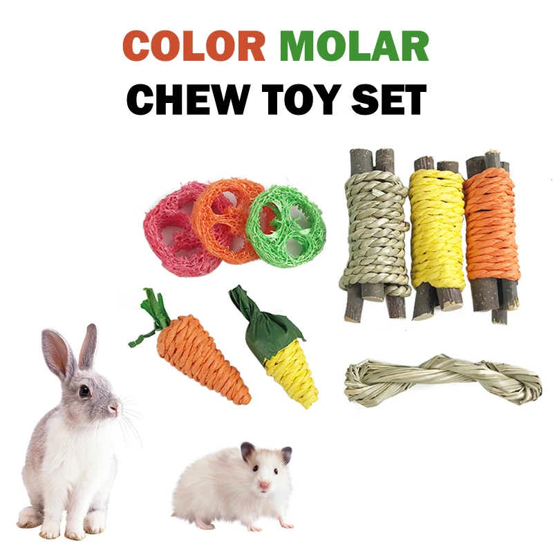 

9Pc/Set Hamster Rabbit Chew Bite Grind Teeth Toy For Small Animal Tooth Cleaning