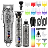 resuxi rechargeable clipper all metal portable cordless lcd hair clipper set with guards accessories hair clipper machine