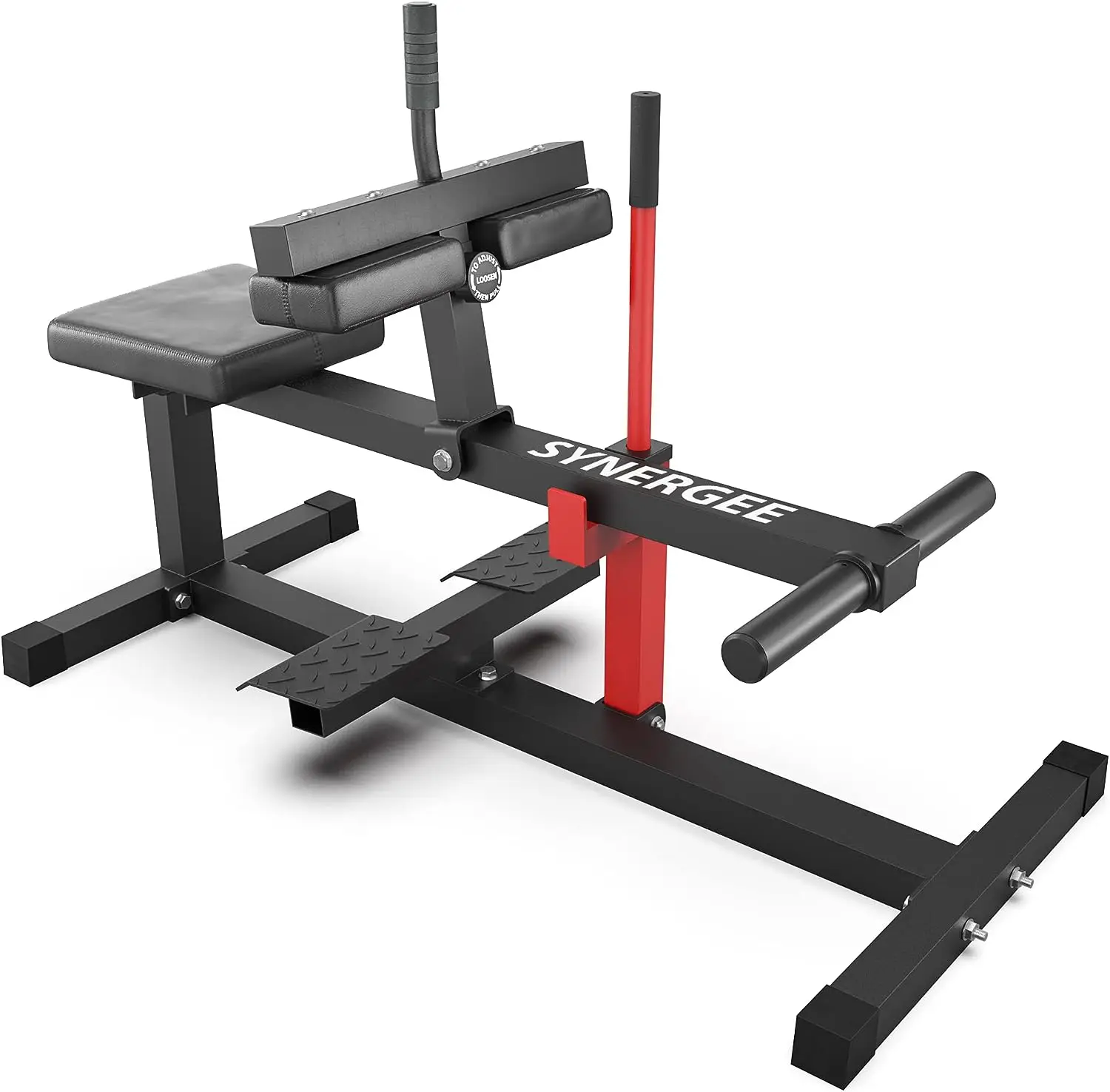 

Seated Calf Raise Machine with 550 LB Max Capacity. Compatible with 1\u201D and 2\u201D-Opening Weight Plates.