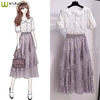 large size womens wear spring and summer 2022 new slim temperament age reducing skirt two womens suits