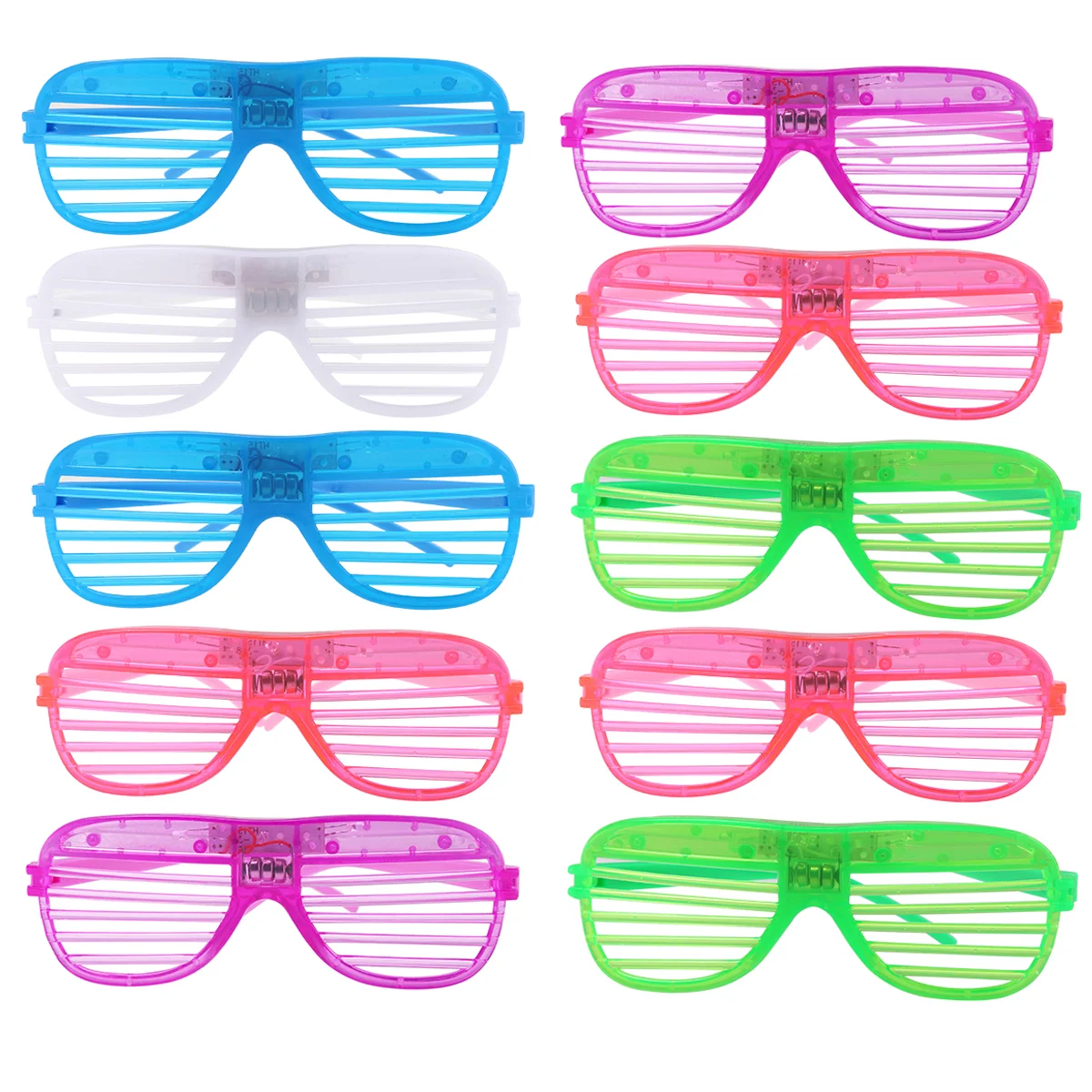 

12 Pairs of Plastic Shutter Shades Grid LED Glasses Eyewear Halloween Club Party Cosplay Props (Random Color)