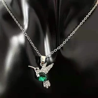cute crystal animal hummingbird necklaces for women fashion jewelry gold color chain birds clavicle pendant choker collares gift