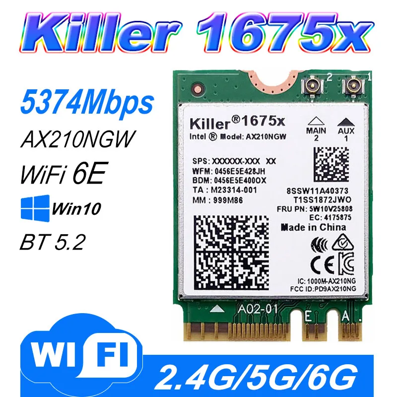 Ноутбук Killer 1675x AC двухдиапазонный 2 4 Гбит/с Wi-Fi 6E AX210 карта AX210NGW 802.11AX Bluetooth 5 для Windows