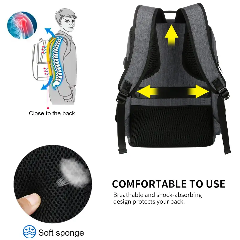 Anti Theft Business Laptop Backpack with USB Charging Port Fits 17 inch Laptop,  Business Laptop Backpack Water Resistant Travel