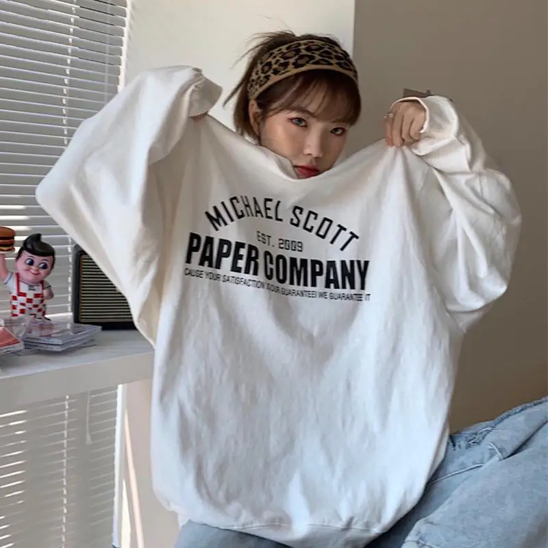 

Gray Y2k Gothic Letter Printing Sweatshirt Women O Neck Long Sleeve Casual Harajuku Hoodies Female Spring Plus Size England Tops