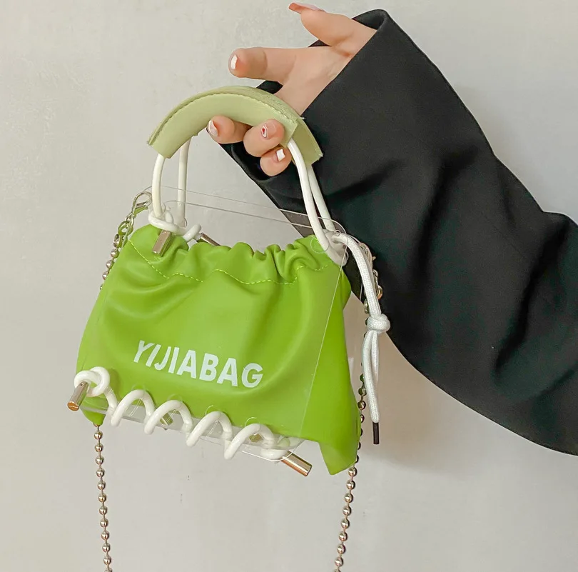 

2022 New Fashion Luxury Casual Chain Shoulder Messenger Bag High-end Transparent Bucket Bag Popular Small Bag Female Summer