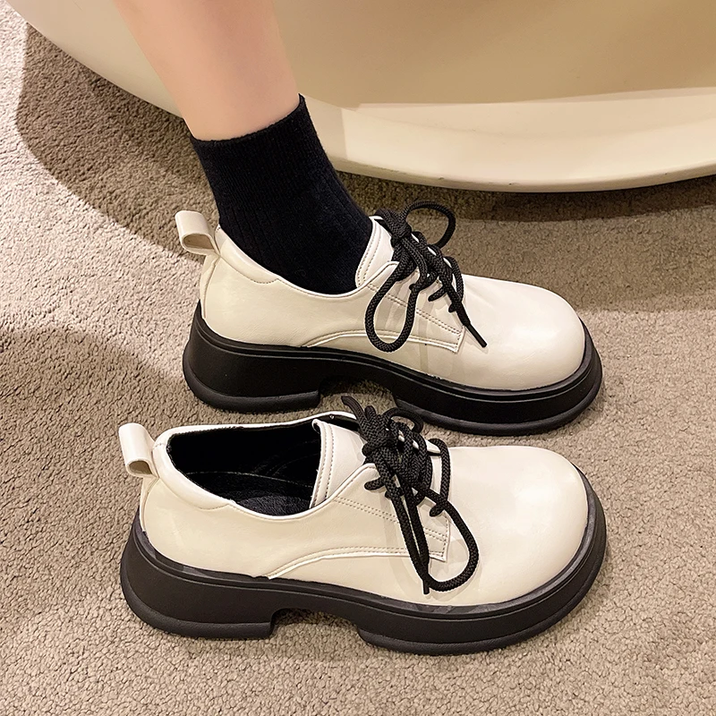 

Женские кроссовки в британском стиле, универсальные повседневные туфли-оксфорды, платформа, плоская подошва, криперы из кожи в стиле ретро, ...