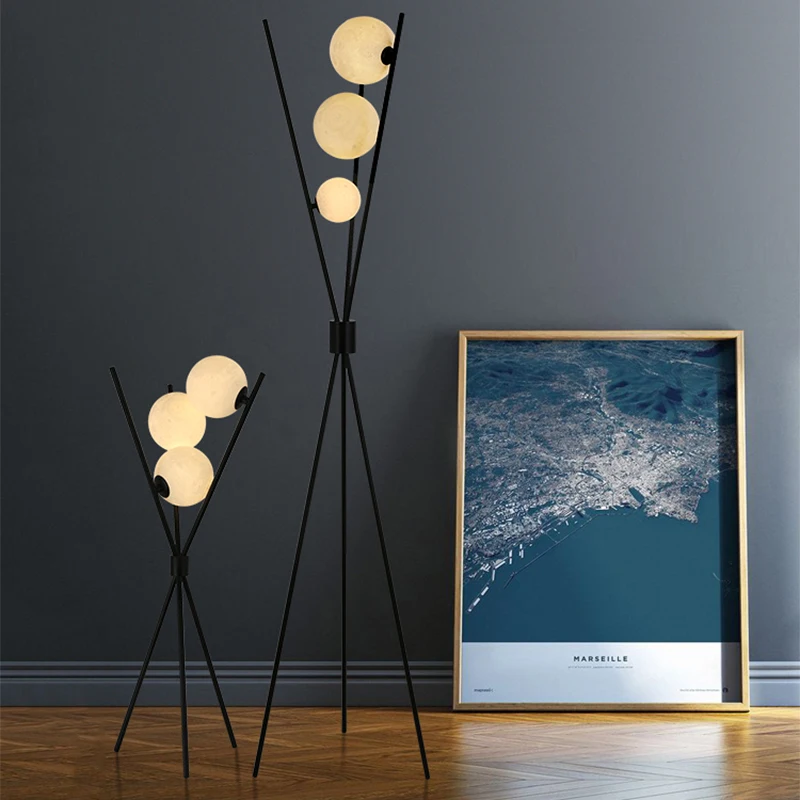 

Nordic Modern Floor Lamp LED 3D Printing Moon Iron Tripod Livingroom Bedroom Study Simple Fashion Decoration Luminaire 110V 220V
