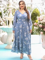 toleen women chic elegant large plus size maxi dresses 2022 new summer long sleeve casual floral evening party festival clothing