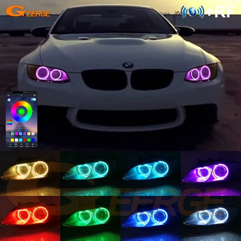 For BMW 3 Series E90 E91 E92 E93 RF Remote Bluetooth-Compatible APP Ultra Bright Multi-Color RGB Led Angel Eyes Kit Halo Rings