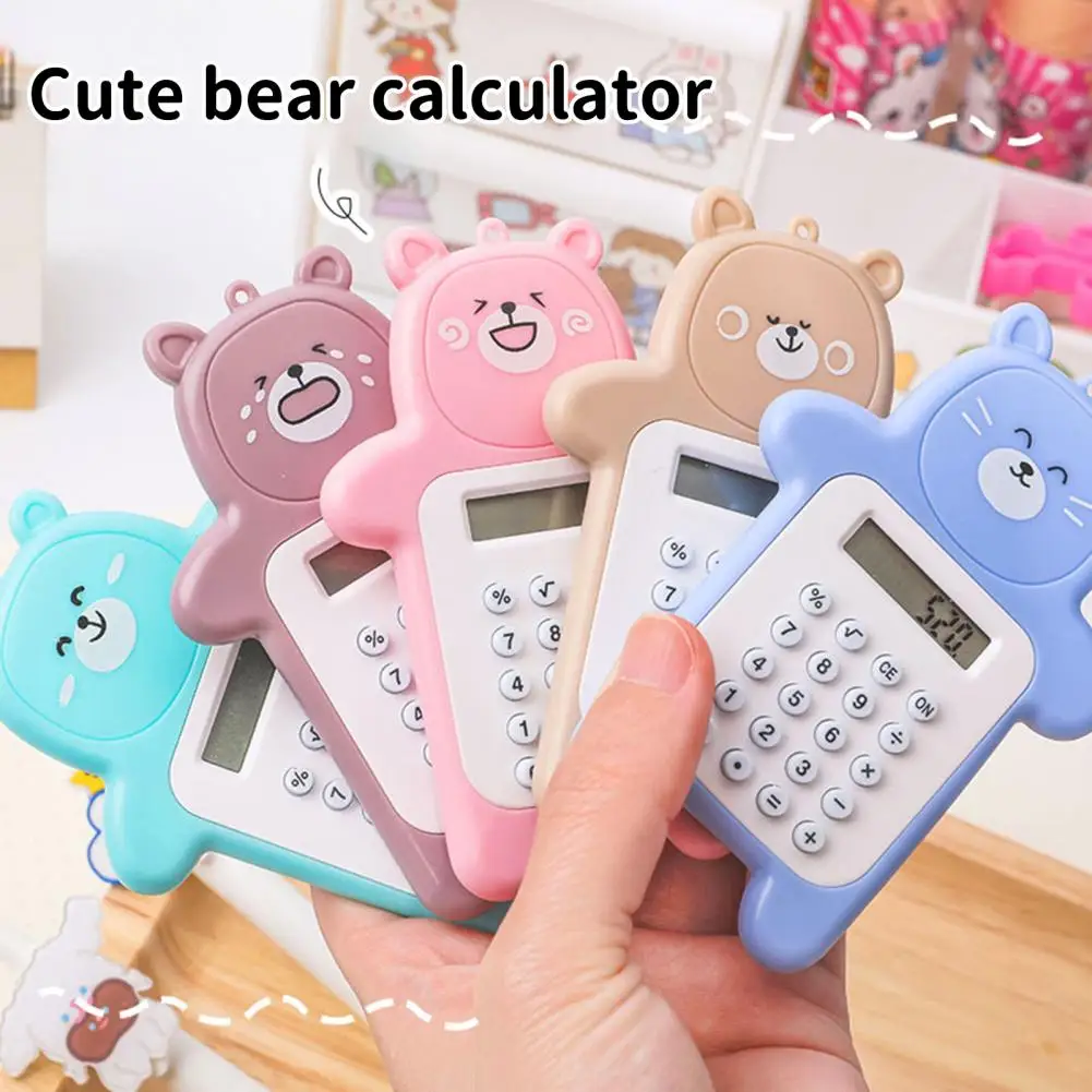 

Калькулятор Bear, энергосберегающий, без потертостей, портативный калькулятор для начальной школы, для общежития, офиса, креативный маленький калькулятор