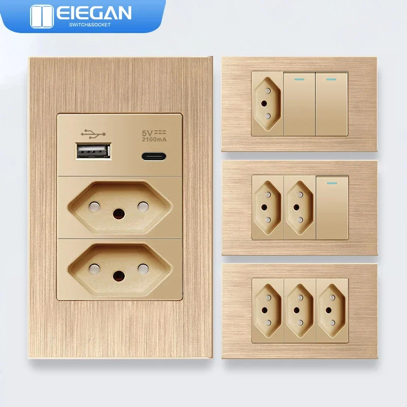 ЭЛЕГАН Золотая Бразилия Алюминиевая проволочная панель Стандартная розетка