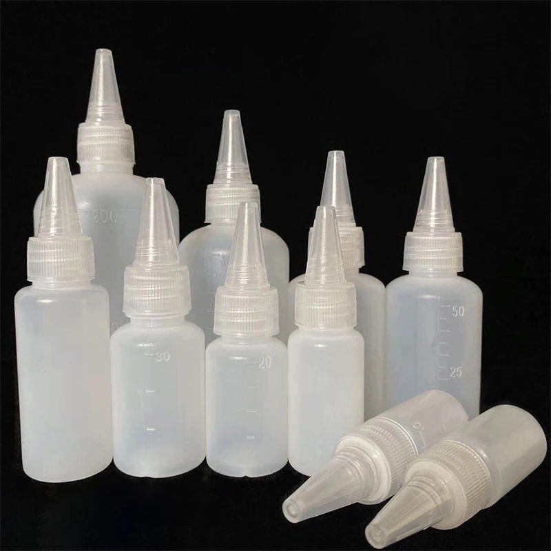 Squeezable Glue Bottle With Scale Plastic Empty Container For Paint Ink Oil 10ml 30ml 50ml 60ml 100ml