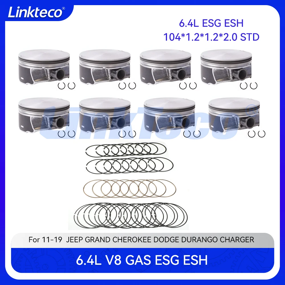 Фото Комплект поршней и поршневых колец двигателя подходит для 6,4 T L V8 GAS ESG ESH для 11-19 JEEP GRAND CHEROKEE DODGE 6.4L CHRYSLER CHARGER CHALLENGER №1