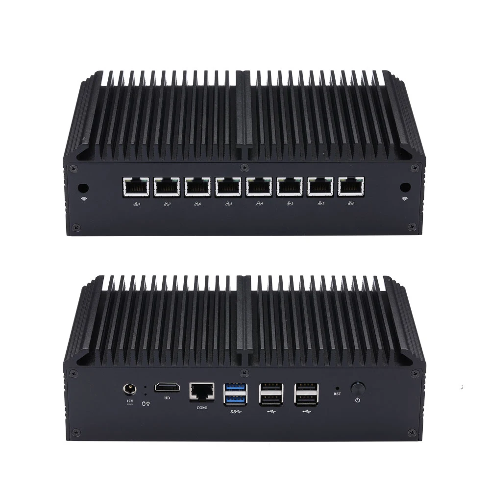 Qotom Fanless Mini PC Core i3 i5 i7 Q300GE with 8 Lan,VPN Gateway Firewall Opnsense Mini Computer