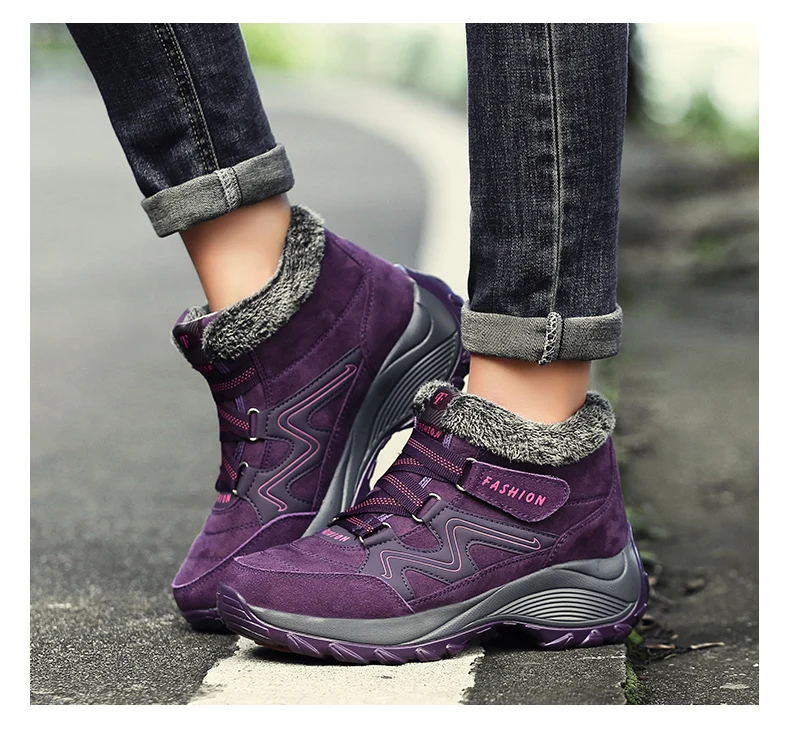 Winter Sneakers Women Walking Shoes Warmth Boots Casual Outdoor Sports Shoes Plus Velvet Thick Bottom Increasing Height