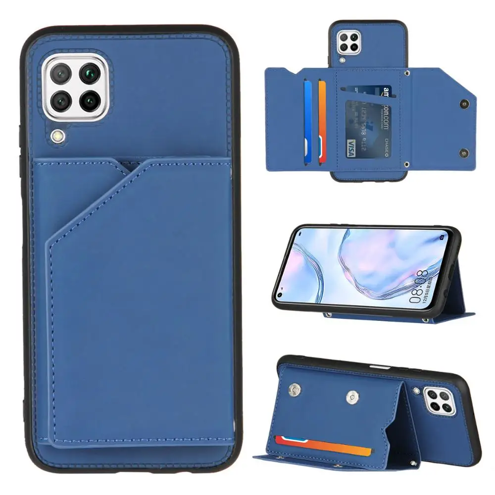 

TPU Frame Phone Case For Huawei P30 Pro P40 Lite Nova 6SE Magnetic Buckle Pu Leather Flip Wallet Cards Slots Holder Back Cover