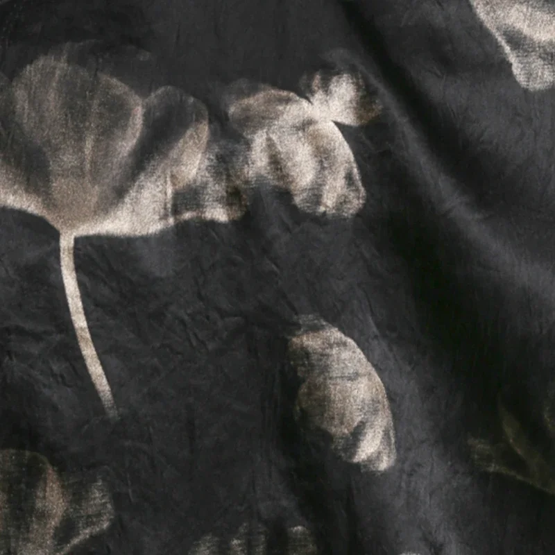 Тяжелые черные золотые персиковые листья Qipao широкие брюки кардиган платье