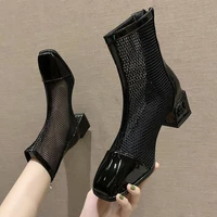 comfortable mesh breathable woman fashion boots summer 2022 retro decoration square root womens boots ladies modern boots new