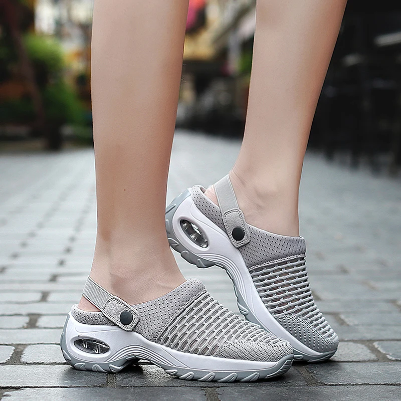 Women's Platform Sandals Fashion Breathable Home Beach Shoes Air Cushion Walking Shoes Lightweight Non-slip
