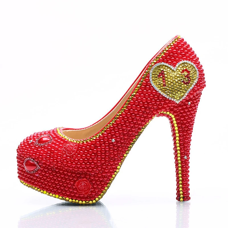 

Роскошные свадебные туфли стразы, свадебные туфли с красным жемчугом, искусственная Свадебная обувь 45 ручной работы, специальный дизайн, ту...