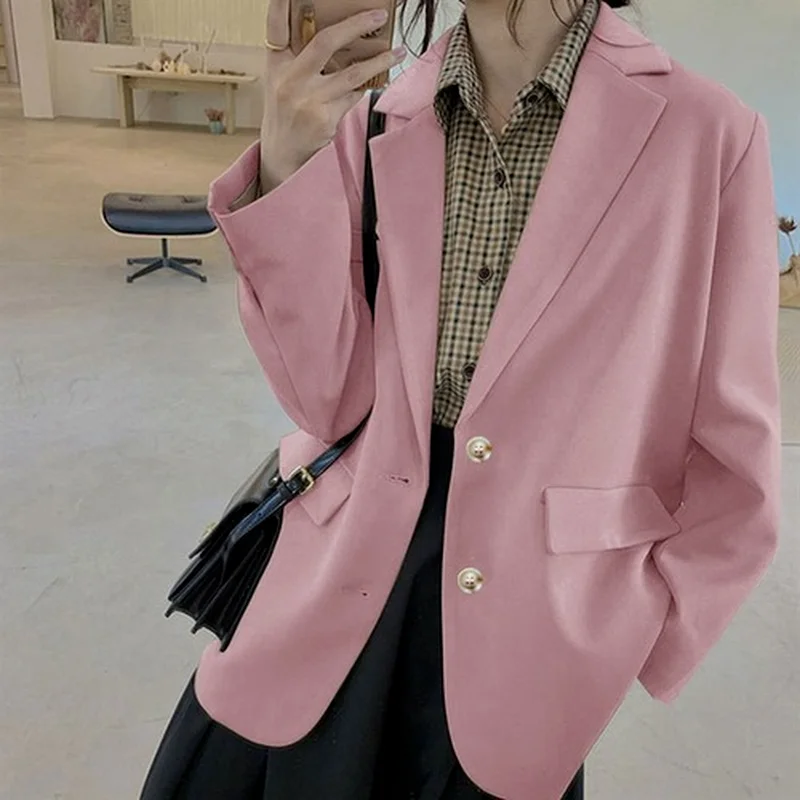Jackets and Blazers Suit for Women Spring 2022 Loose Casual Khaki Black Office Blazer Jacket Female Oversize Women's Office Suit