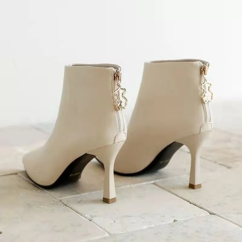 

Женские ботинки, Модные ботильоны на тонком высоком каблуке, привлекательные ботинки на молнии с острым носком, осенне-зимняя женская обувь...