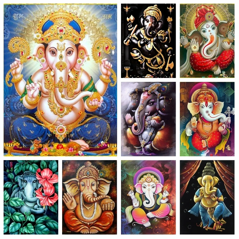 Full Square Diamond Painting Lord Ganesh Elephant God 5D DIY Diamond Art Embroidery Cross Stitch Rhinestone Mosaic Decor Gift