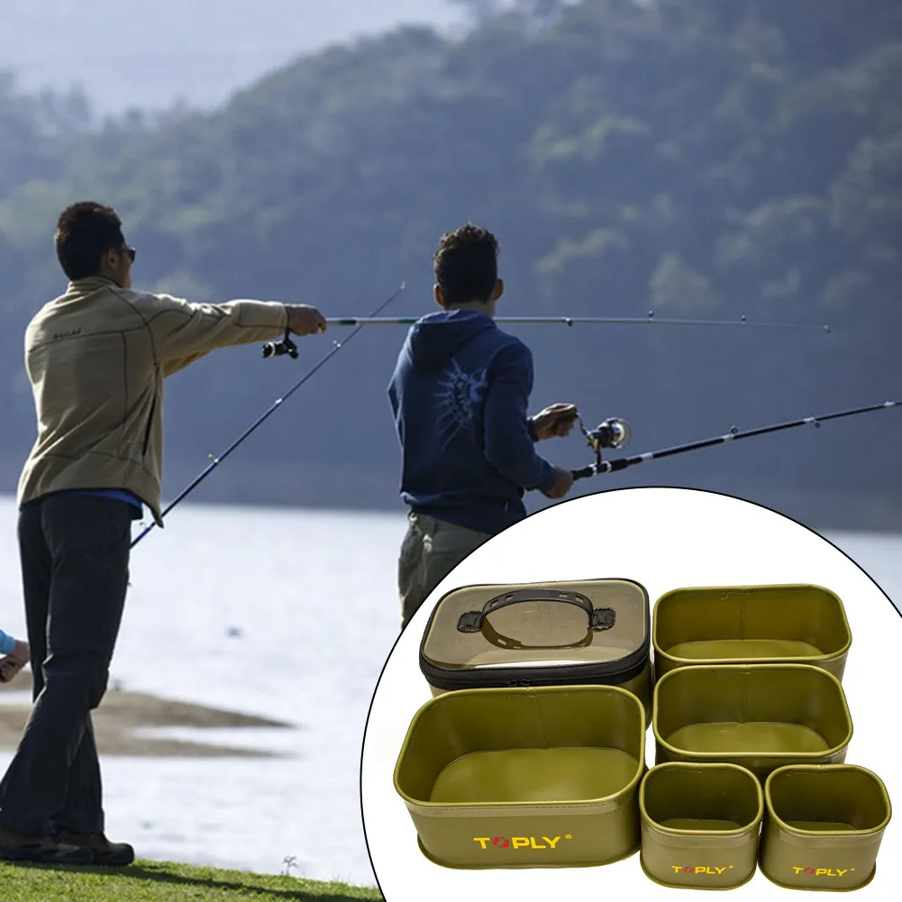 

6Pcs Fishing Tackle Boxs EVA Portable Folding Bag Live Fish Bucket Light Ater-repellent 5mm For Outdoor Fishing Camping Boating