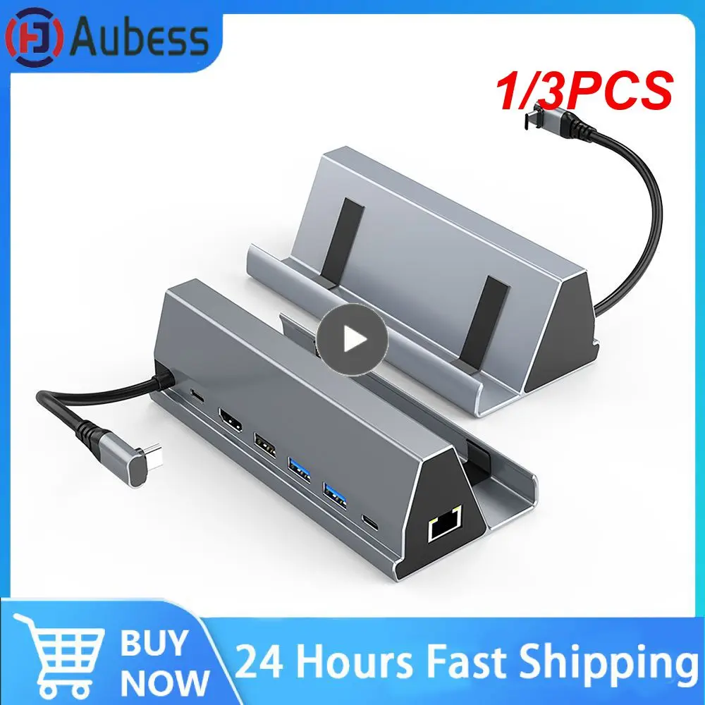 

1/3 шт. в 1 USB 3.0 4K 60 Гц Тип C Hub 7 портов RJ45 3,0 Мбит/с PD 1000 Вт USB C зарядное устройство подставка держатель для паровой колоды док-станции