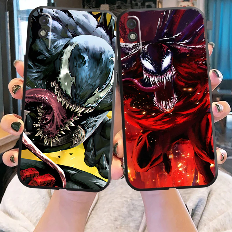

Marvel Venom Phone Case For Xiaomi Redmi 7 7A 8 8A 9 9i 9AT 9T 9A 9C Note 7 8 2021 8T 8 Pro Silicone Cover Liquid Silicon Black