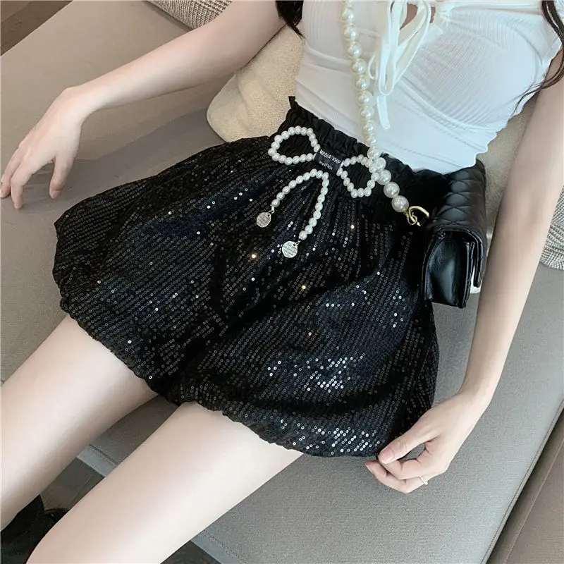 Летние мешковатые шорты с блестками и вышивкой женские брюки Zevity в Корейском