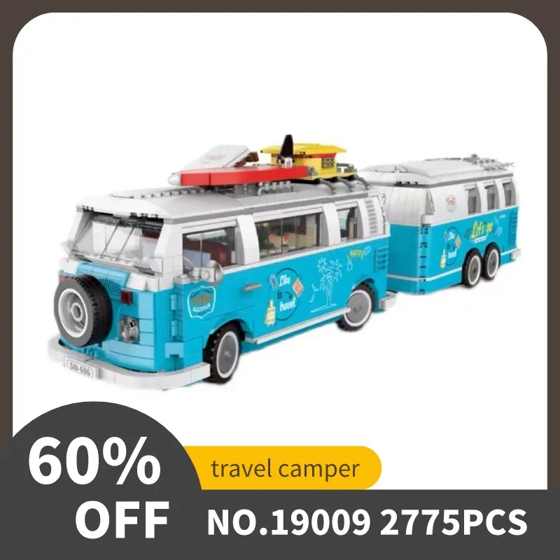 

Creative MOC Set T2 Travel Picnic Camper Model Building Block Ideas Brick Element Birthday Gift Toys for Children