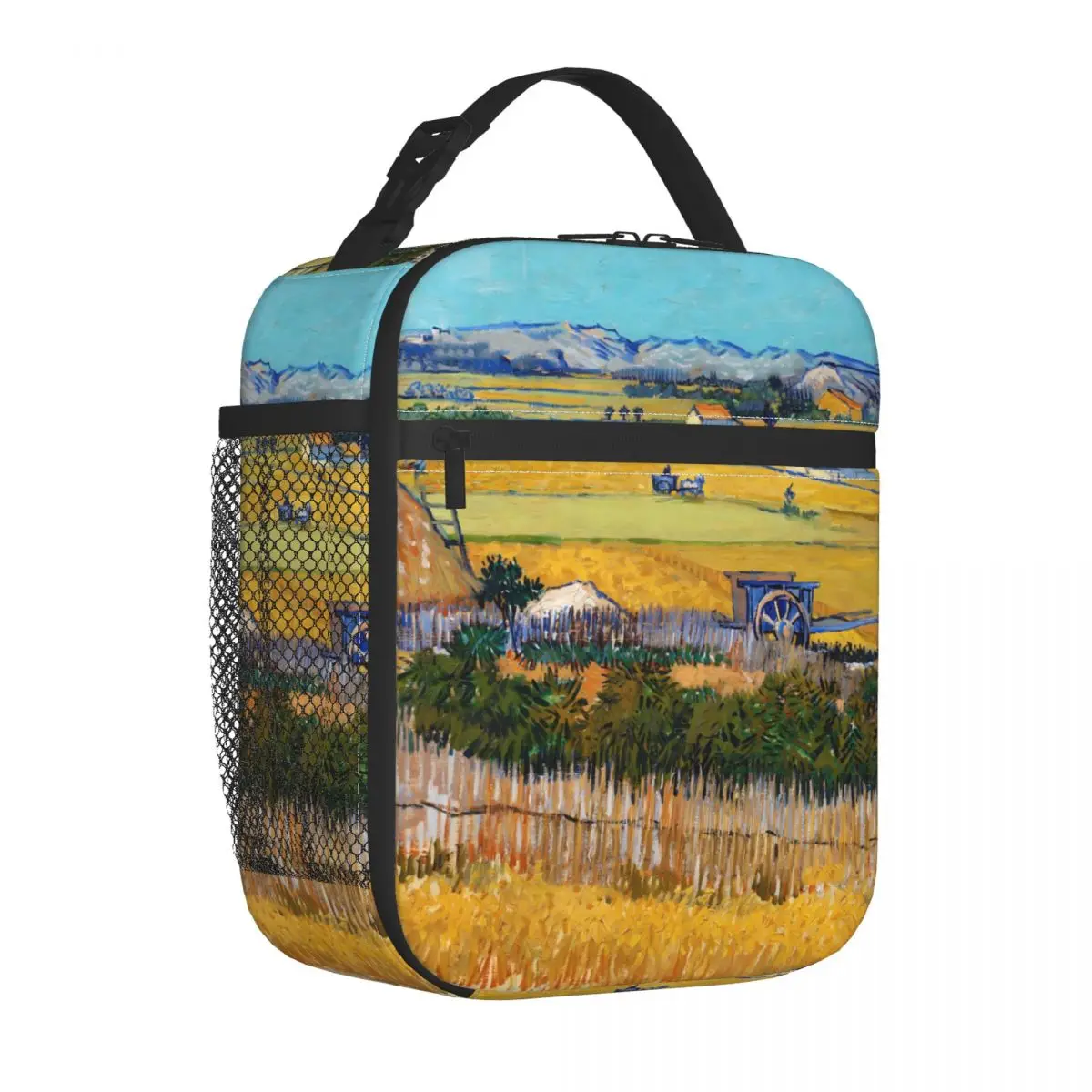 

Van Gogh Lunch Bag Child Harvest at La Crau Lunch Box Kawaii Outdoor Picnic Cooler Bag Portable Insulated Thermal Tote Handbags