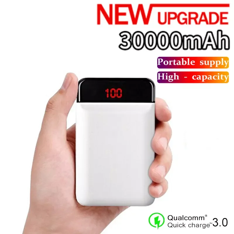 

2023NEW Mini Portable 30000mAh Power Bank Double USB Fast Charge with Digital Display External battery for iPhone Samsung Huawei