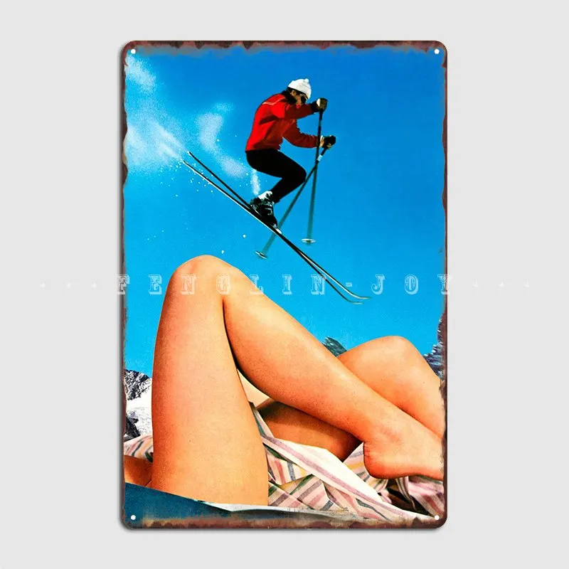 

Skiing Time Metal Plaque Poster Wall Pub Plates Wall Vintage Tin Sign Posters