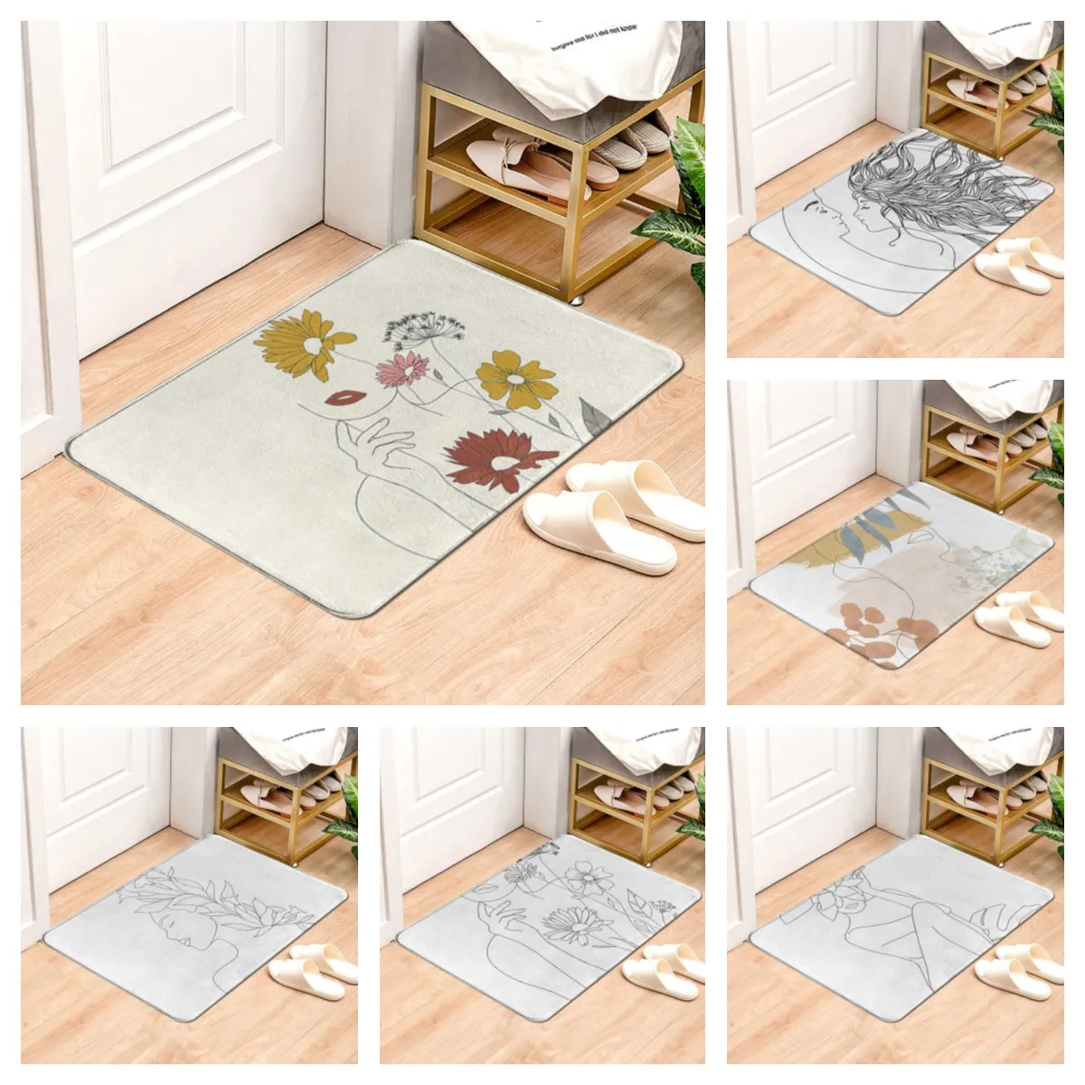 Масляная живопись Эскиз женщины абстрактный геометрический Дверной Коврик Вход