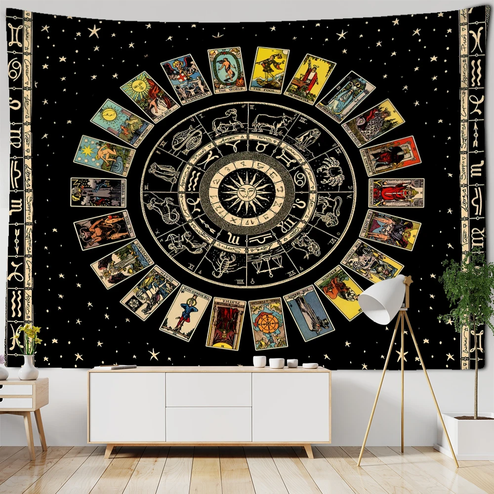 

Tapiz De Tarot De Mandala Para Colgar En La Pared, Placa De Estrella Del Zodiaco, Sol Y Luna, Brujería Psicodélica, Decoración