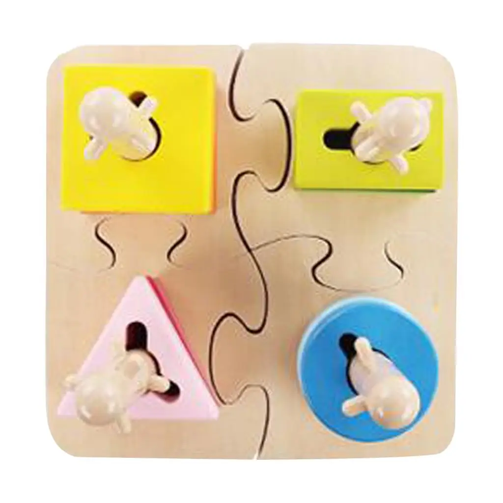 

Wooden Educational Toddler Toys, Block Board Stack Sort Geometry Puzzles for 3 Years Old Boys And Girls