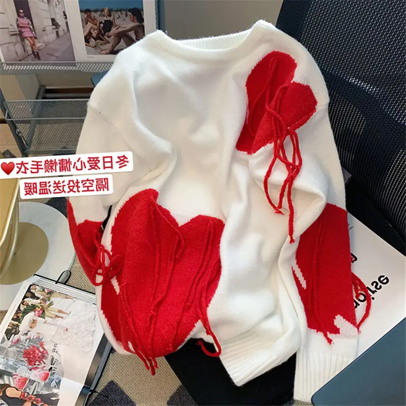 

Белый свитер с кисточками, женский осенне-зимний Свободный Повседневный дизайнерский мягкий вощеный Шикарный свитер, пуловер для женщин