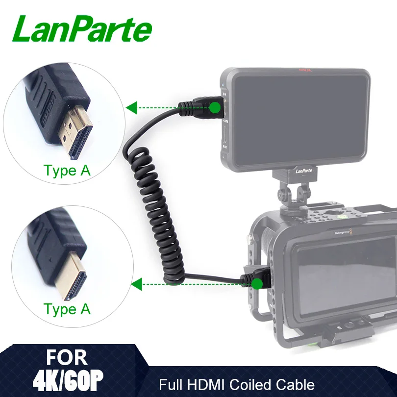 

Спиральный кабель Lanparte с высокой скоростью полная стандартность 2,0 для 4K 60P 10 бит для BMPCC 6K /4K аксессуары для камеры Atomos
