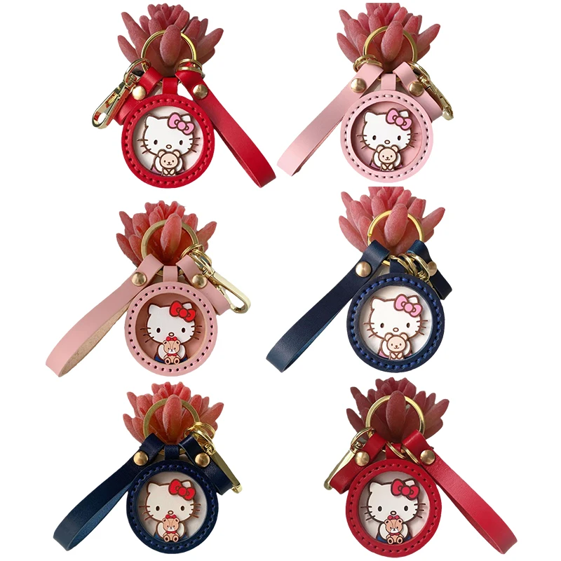 

Kawaii Sanrioed аниме Kittys ручной работы из воловьей кожи кулон-брелок для автомобиля крепкий и рюкзак для носки очаровательный Рождественский подарок на день рождения