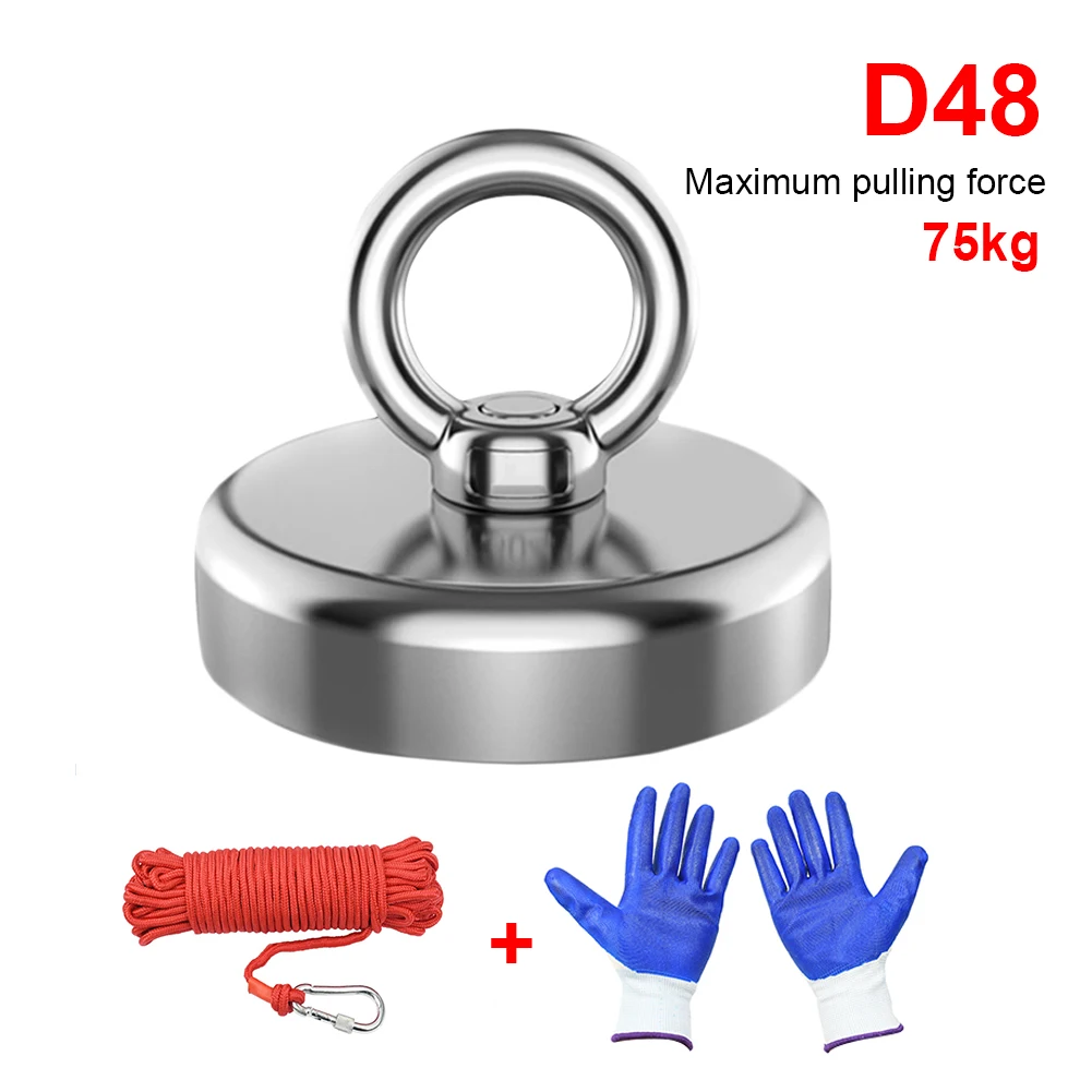 

D32-D60 Super Strong Neodymium Fishing Magnets Heavy Duty Magnet with Countersunk Hole Eyebolt for Salvage Magnetic Fishing