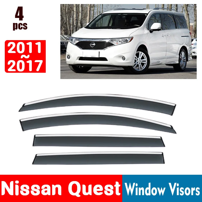 FOR Nissan Quest 2011-2017 Window Visors Rain Guard Windows Rain Cover Deflector Awning Shield Vent Guard Shade Cover Trim
