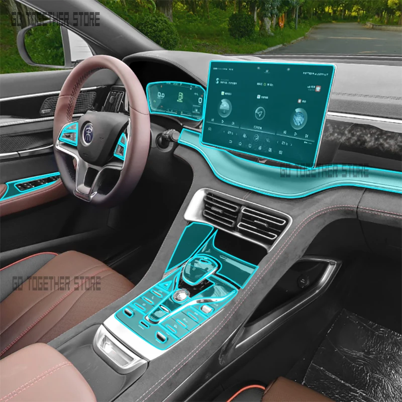 

For 2020-2021 BYD Song Plus Car Console Gearbox Panel Film Salon Frame Cover Sticker Strips Garnish Decoration Transparent TPU