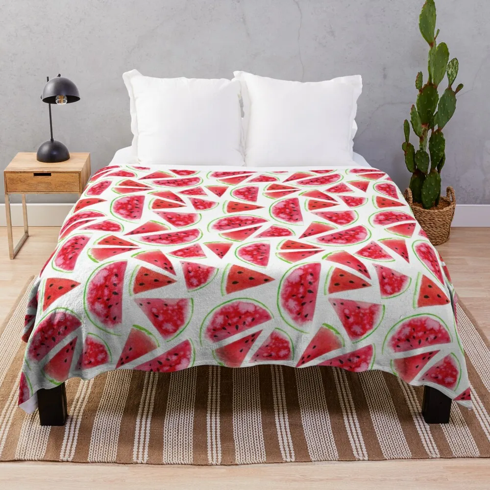 

Watercolor watermelon slicesThrow Blanket Couple Sheep Wool Blanket Flannels